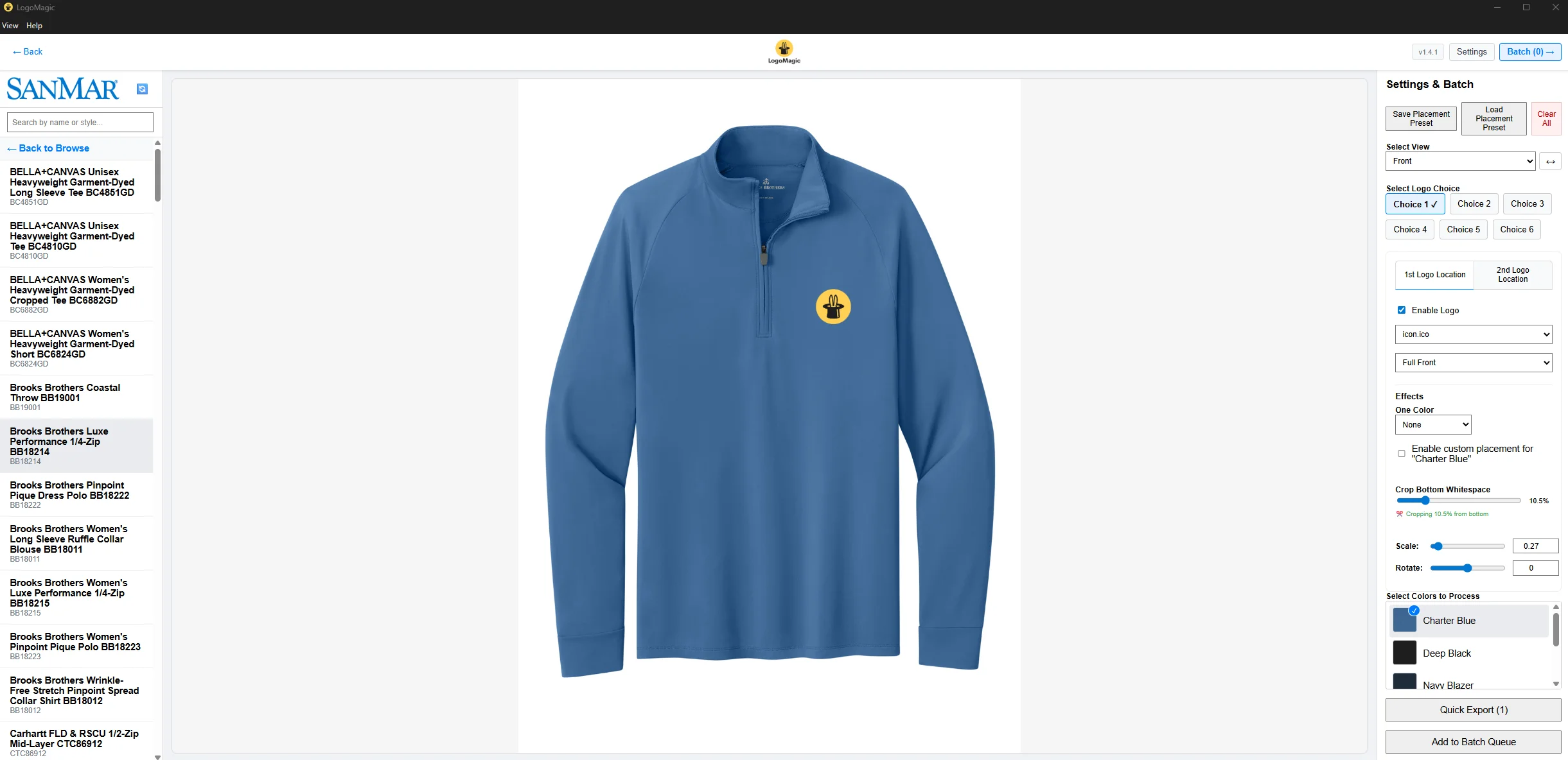 LogoMagic Desktop workspace with logo placement