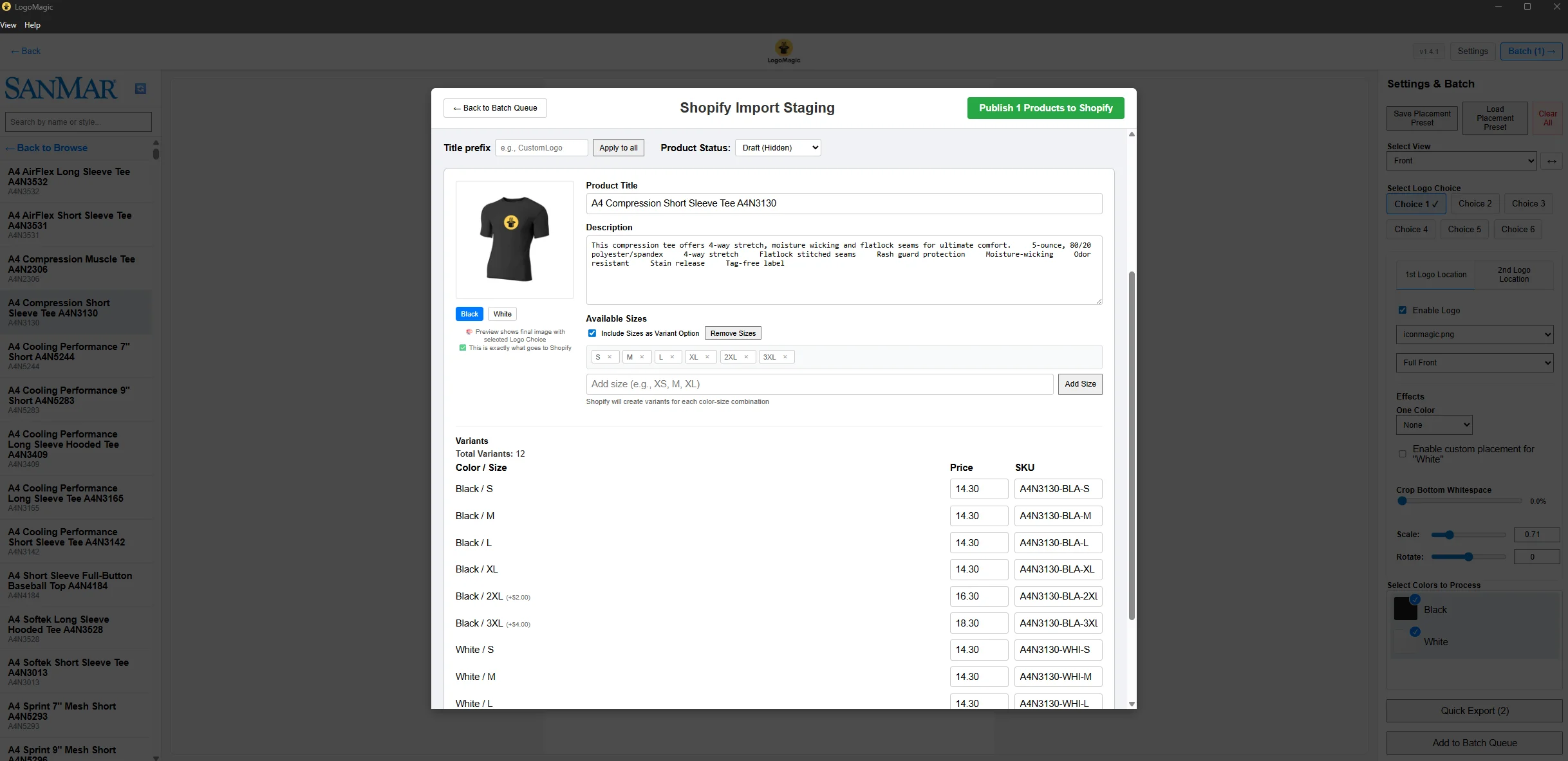 LogoMagic Desktop publish to Shopify or WooCommerce