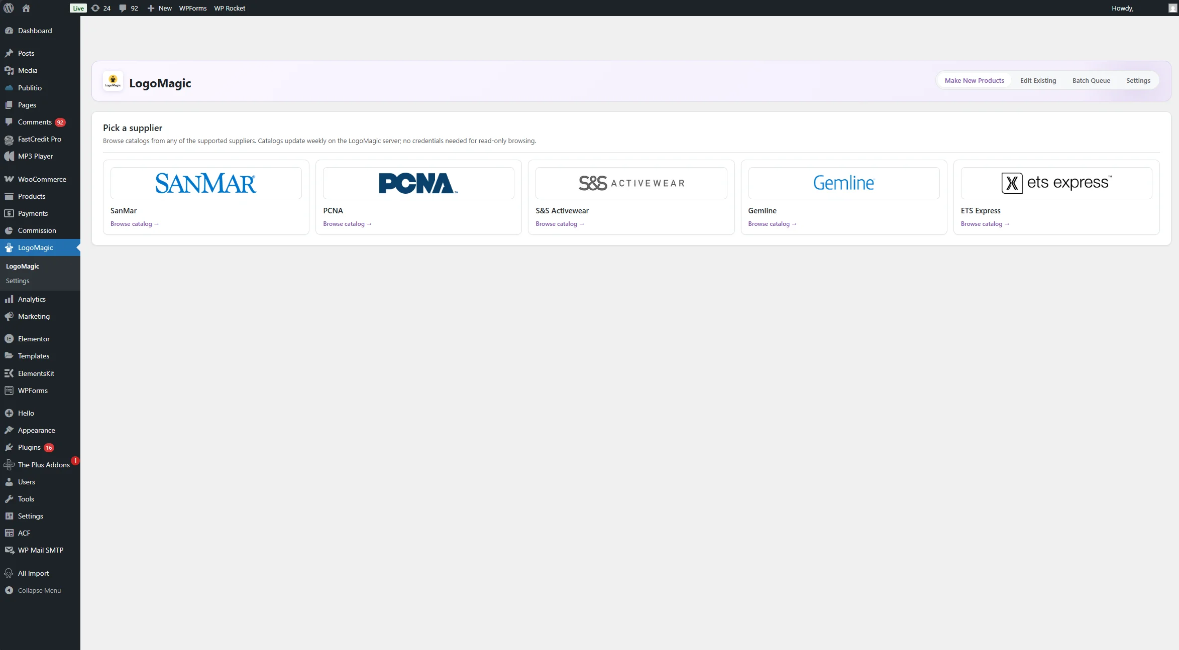 LogoMagic plugin installation in WP admin
