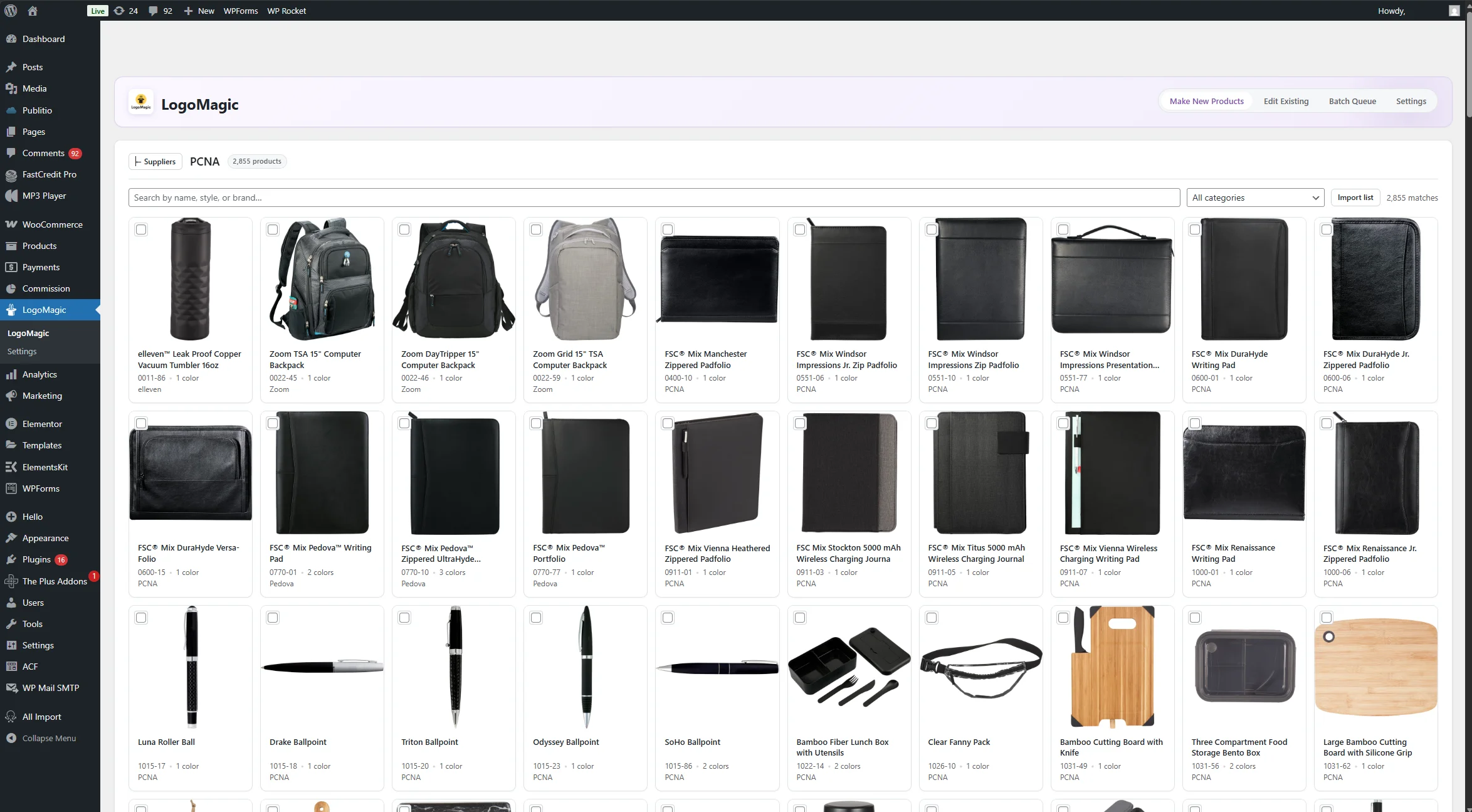 LogoMagic editor inside WooCommerce admin